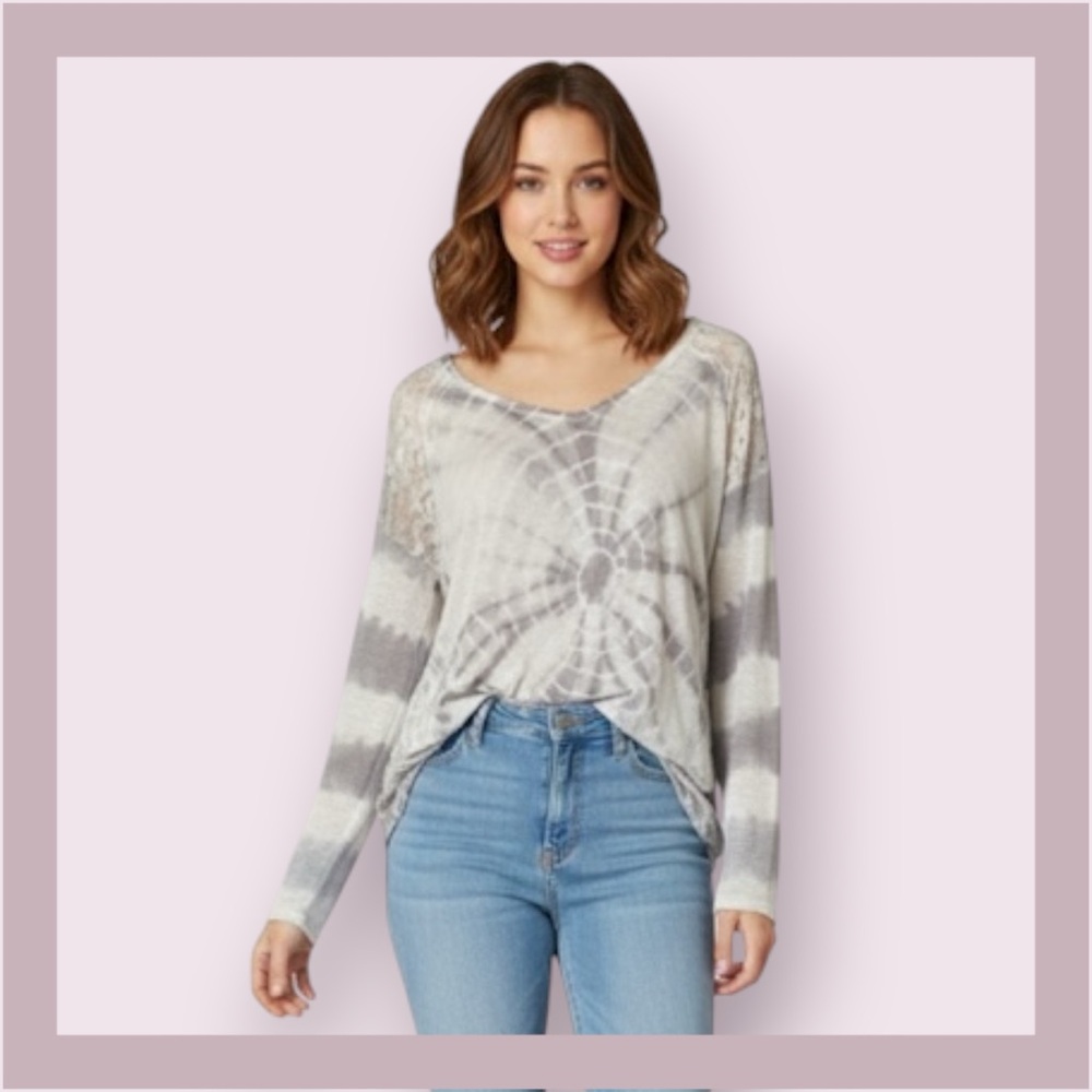 Tokyo Darling Long Sleeve Tie Dye Lace Top